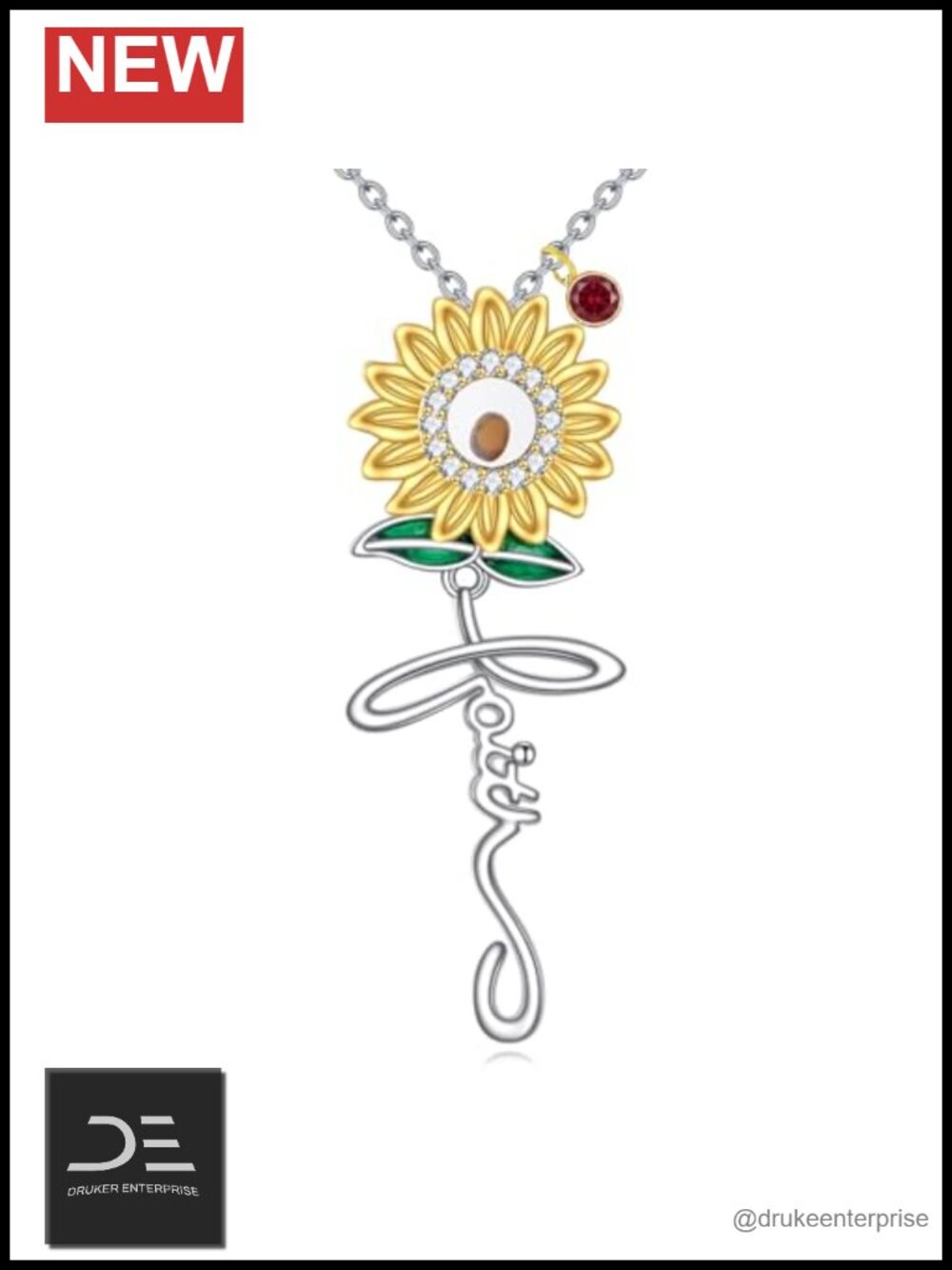Mustard Seed Pendant Necklace with Birthstone Faith Christian Jewelry